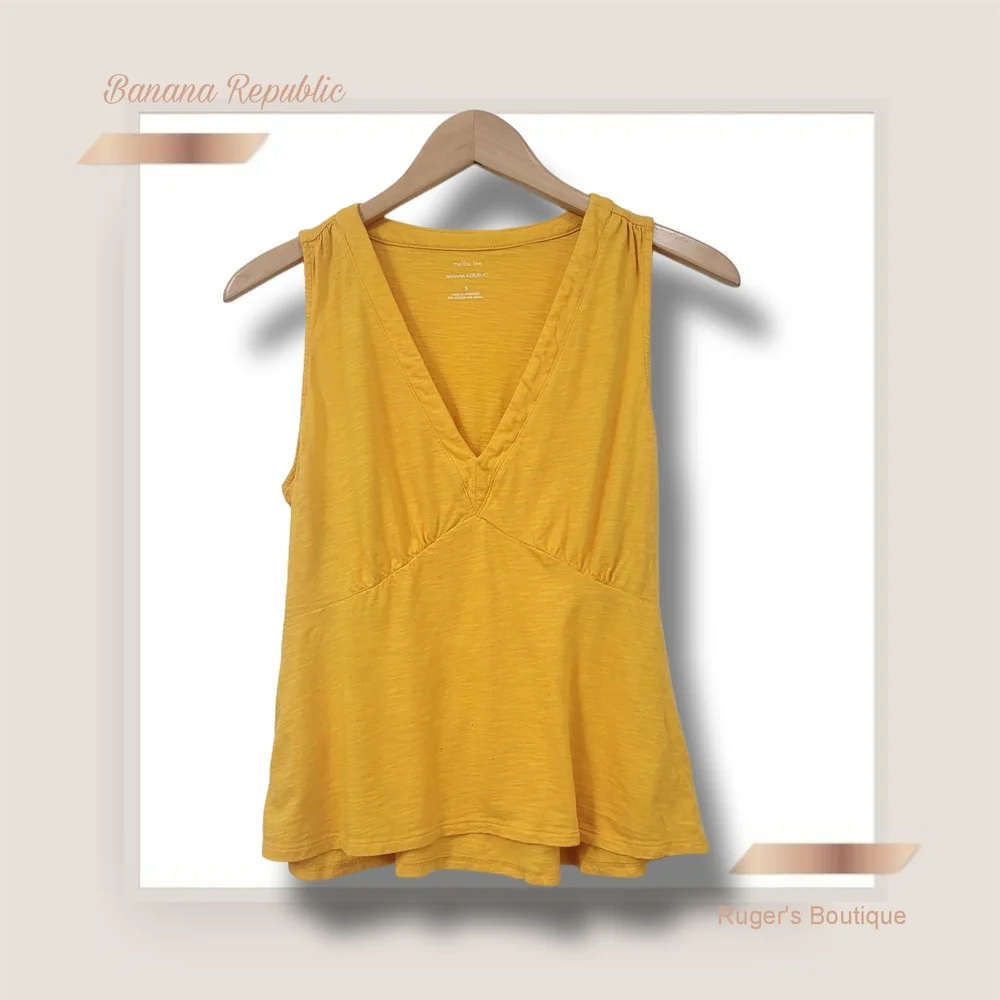 🌿Banana Republic Women's Small Yellow Sleeveless Summer Top🌞 - Picture 2 of 10